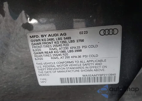 2023 Audi Q5 Premium Plus 45 Tfsi S Line Quattro из США, поврежденный, VIN WA1EAAFY8P2113645